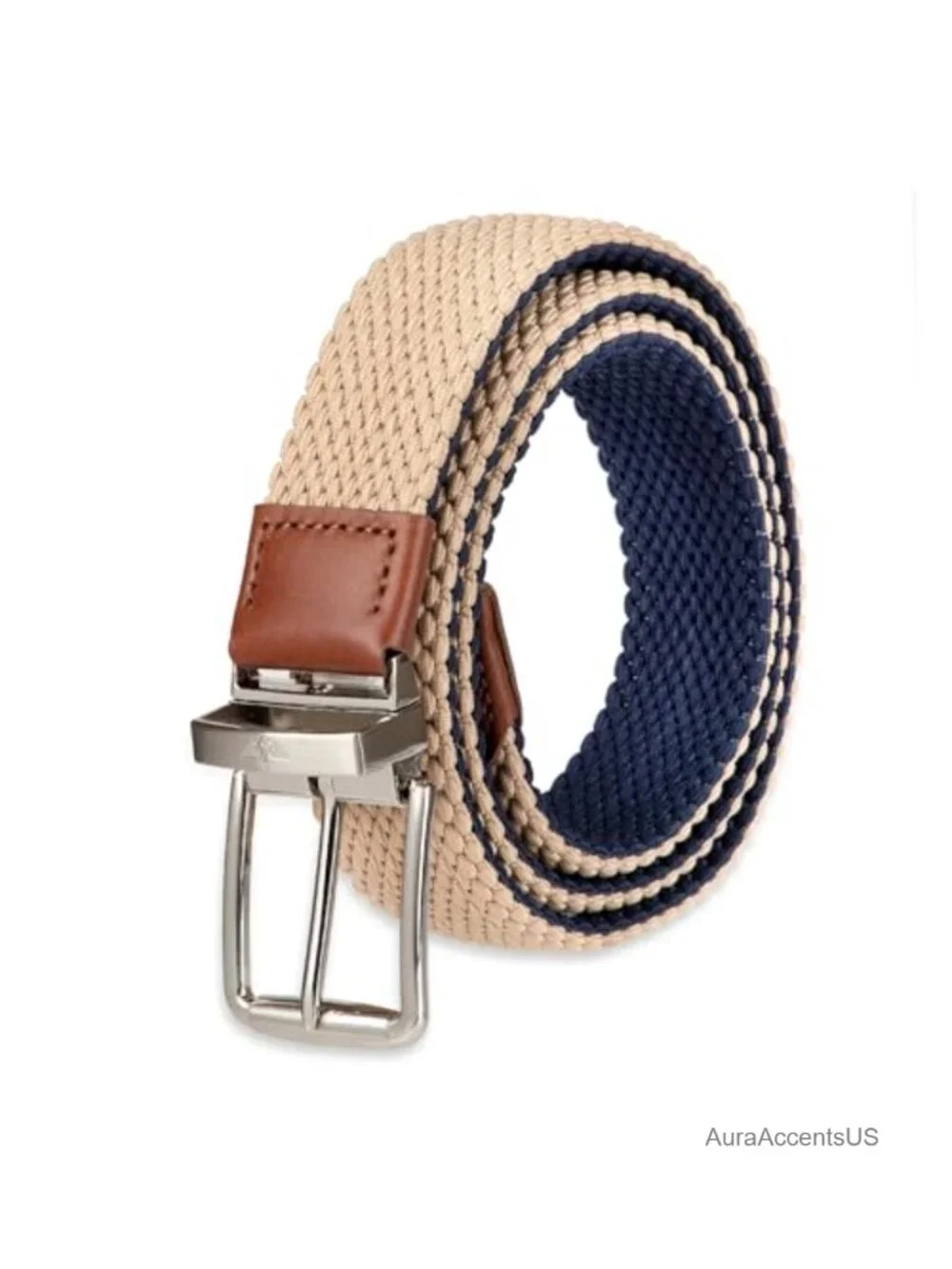 Reversible Stretch Fabric Braid Belt for Men Golf Summer